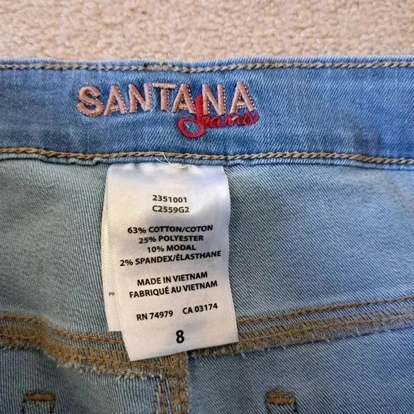 Santana Jeans Blue Cropped Stretch Denim Women's Size 8 Capri Light Wash - Picture 7 of 12